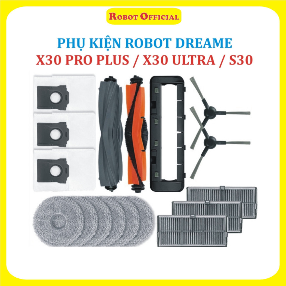 Dreame X30 Pro Plus / Ultra robot 吸塵器配件、濕巾、Hepa 過濾器、邊刷、主刷、垃圾