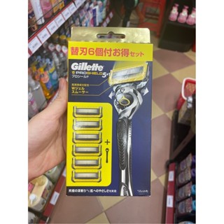 Gillette Proshield 5+1 日本 5 刀片剃須刀套裝 6 黃色無電池刀片