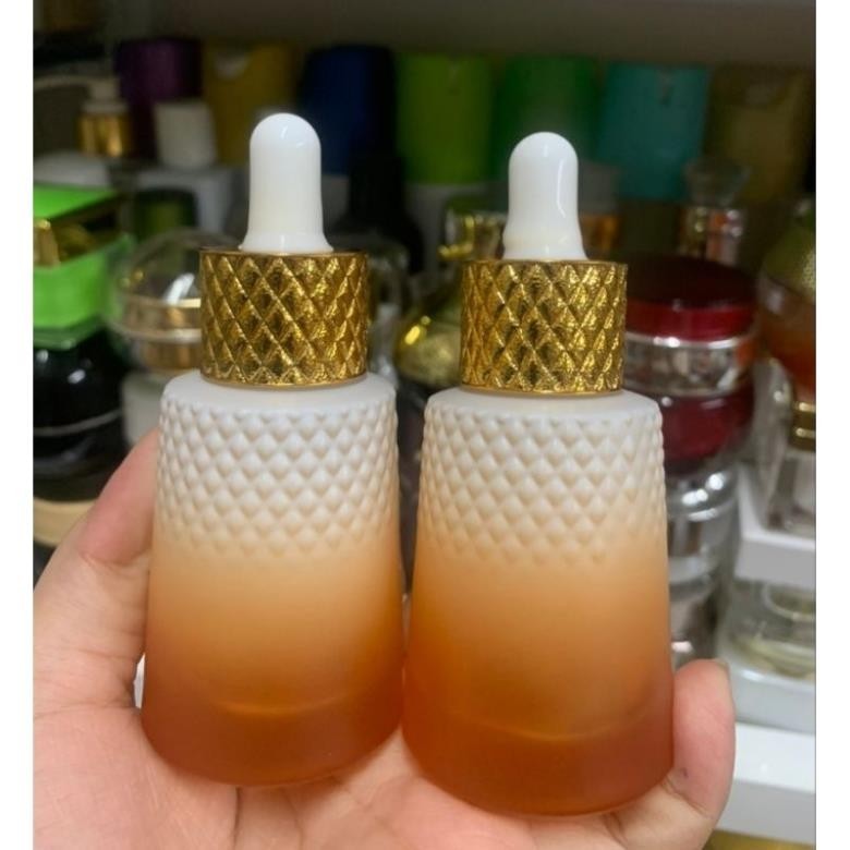 [便宜] 血清瓶新型號高級原石玻璃,黃棕色 30 毫升,厚金體