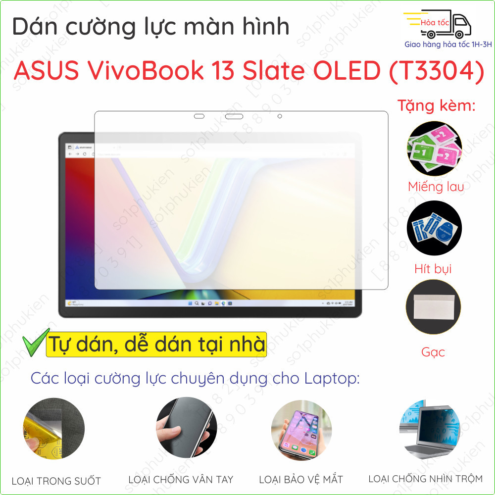 ASUS Vivobook 13 Slate OLED T3300、T3304 納米柔性鋼化屏幕保護膜、透明、粗糙、防偷