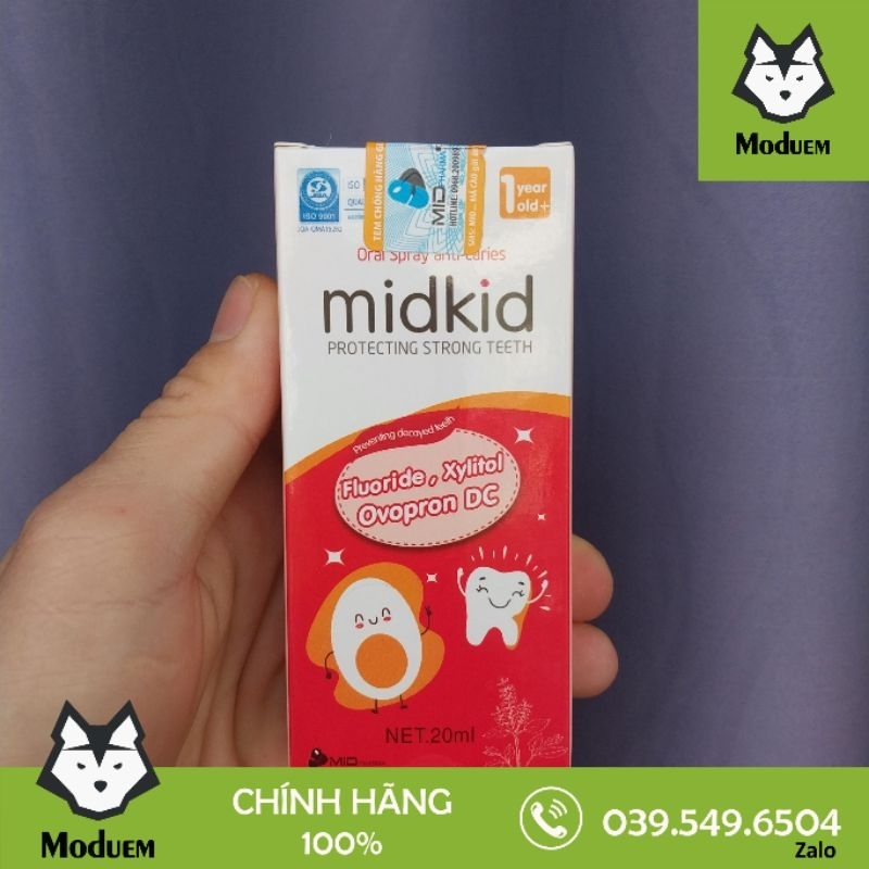 Midkid 1歲寶寶蛀牙噴霧紅蘋果味有助於清潔和保護牙釉質,防止發黃