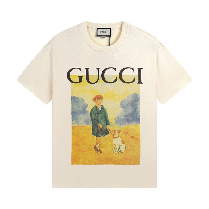 Gucci 象牙色狗 T 恤