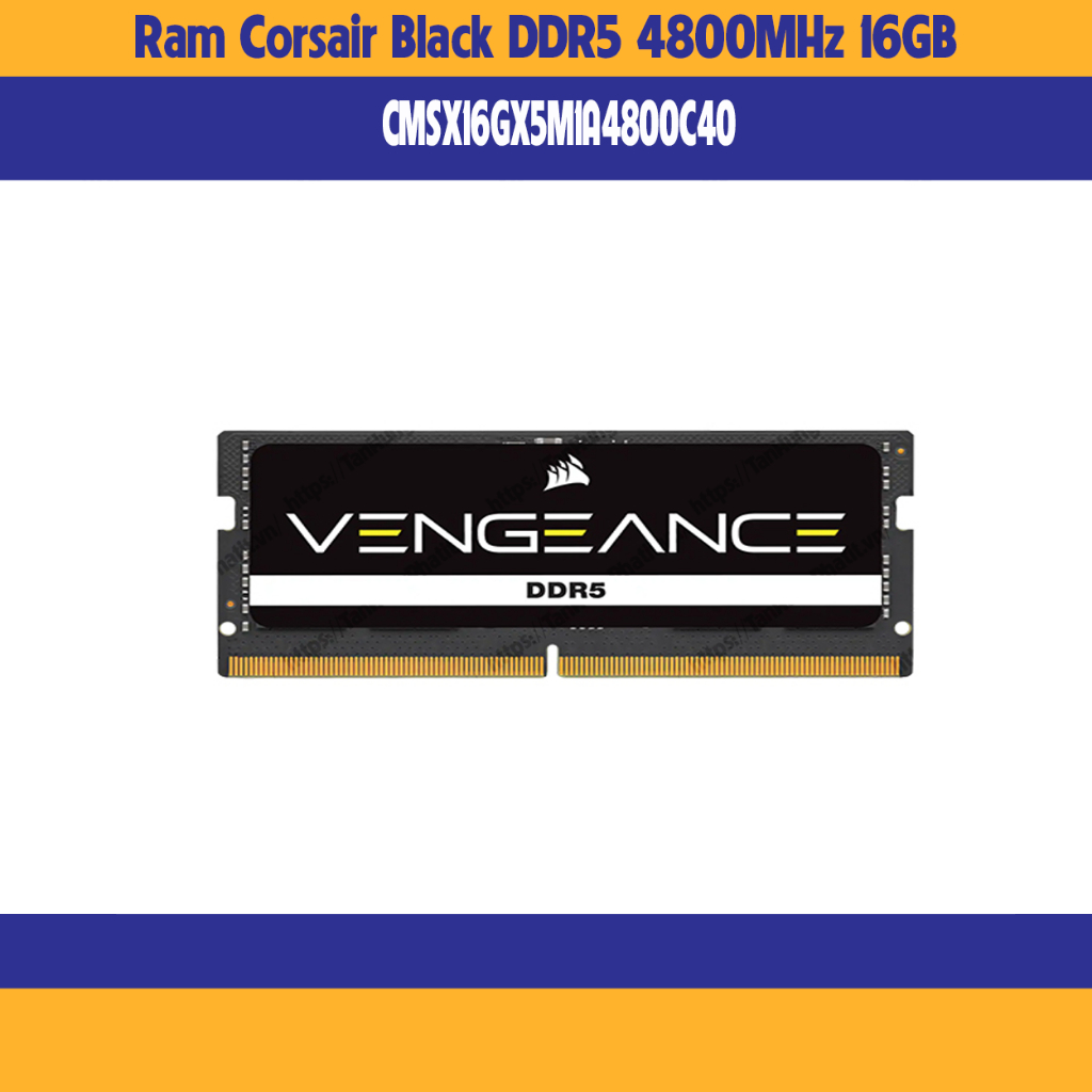 Corsair DDR5 筆記本電腦內存,4800MHz 16GB 1x16GB SODIMM,黑色 PCB,1.1V