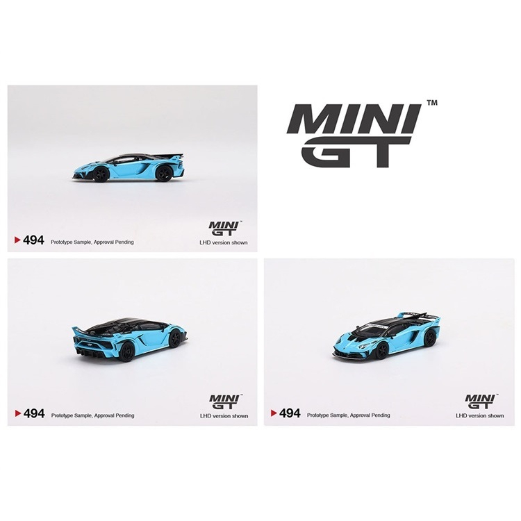 Mini GT 494-蘭博基尼 LB-Silhouette WORKS Aventador GT EVO - 淡藍色汽