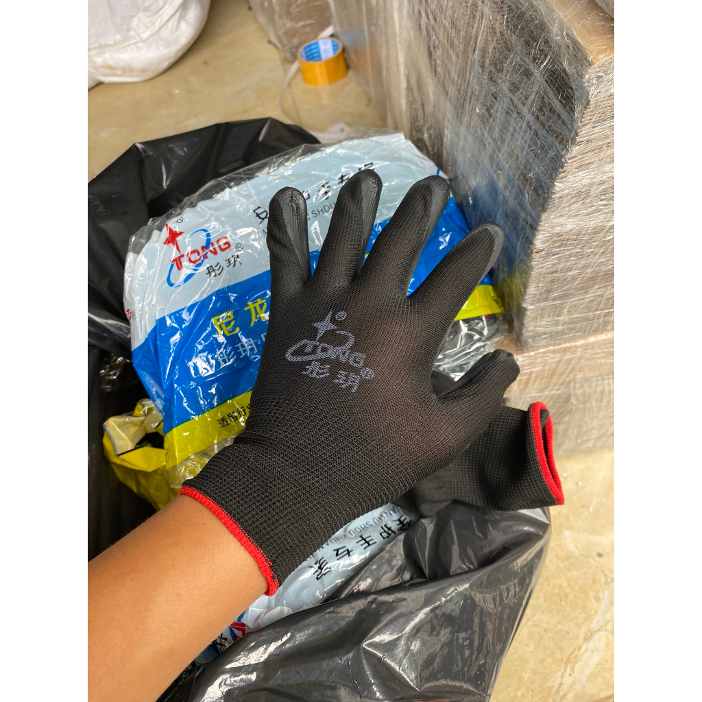 黑色噴漆工作手套,黑色油漆塗層手套,防護手套,防滑手套,388 手套