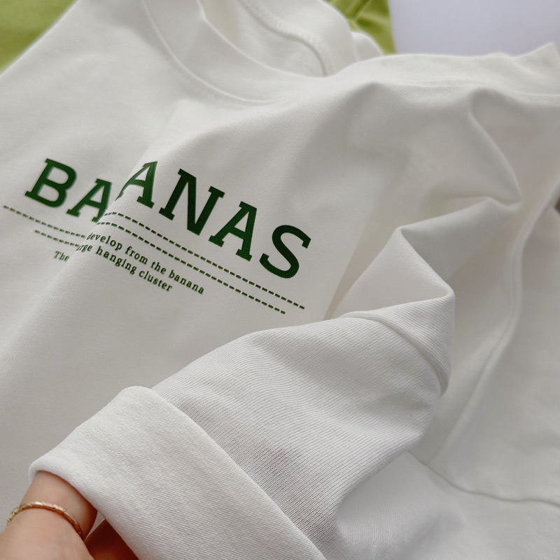 女式 T 恤 3158 厚幹棉 T 恤與香蕉圖片印花 Thai Tran 服裝廠