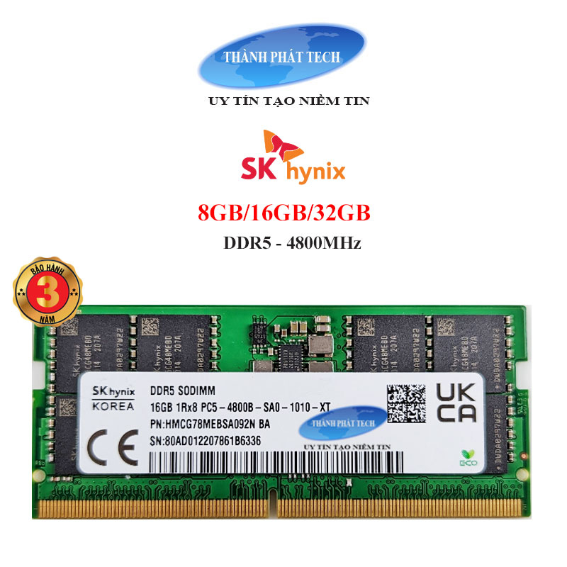 Ram DDR5 Skhynix 8GB / 16GB / 32GB Bus 4800 筆記本電腦。3 年內正品