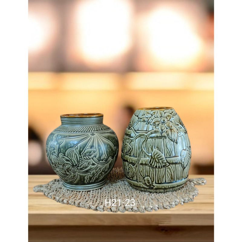 花瓶,花瓶,花瓶,蝙蝠 Trang 花瓶,帶手工雕刻圖案,用於裝飾日本 Minh 花瓷器禮物的室內