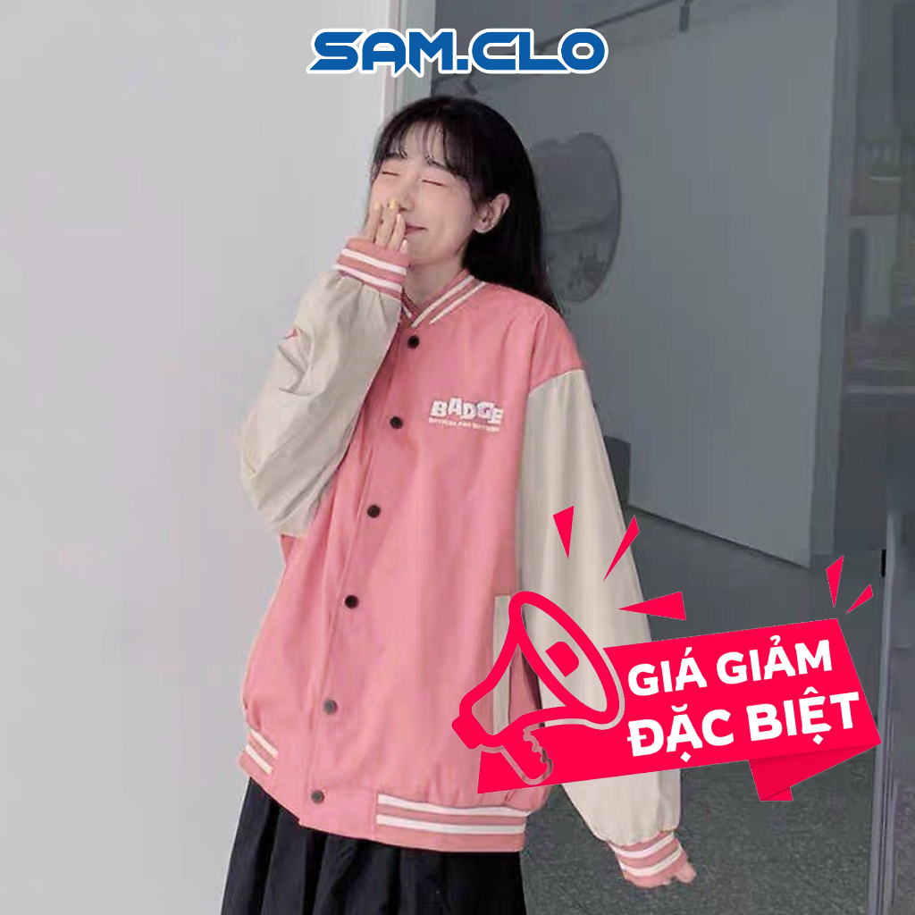 2 層降落傘轟炸機夾克男女款 SAM CLO 棒球風格 JACKET 寬款中性刺繡 BADGE MO