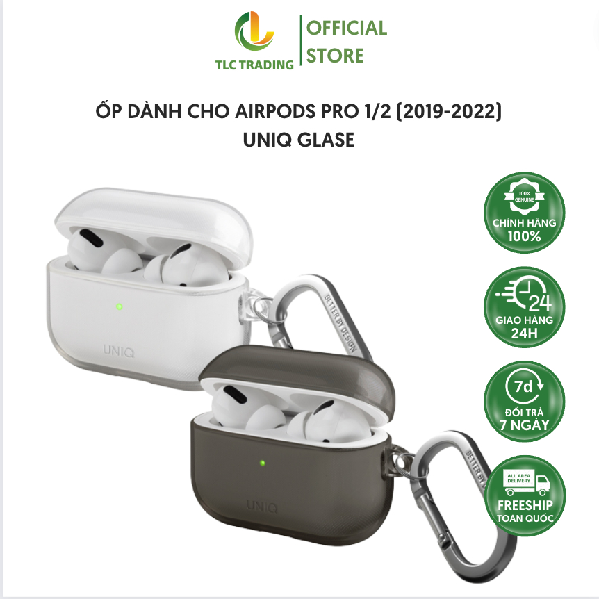 Airpods Pro 1 / 2 (2019-2022) UNIQ Glase 高品質耐用美觀透明塑料外殼,簡約現代設
