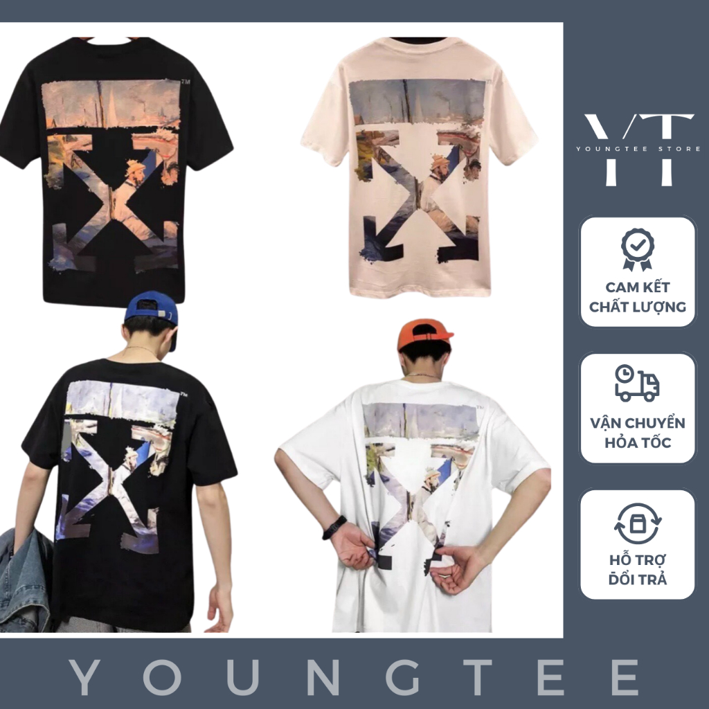 Off WHITE 中性 T 恤印花優質寬袖短袖形式 - Youngtee Store