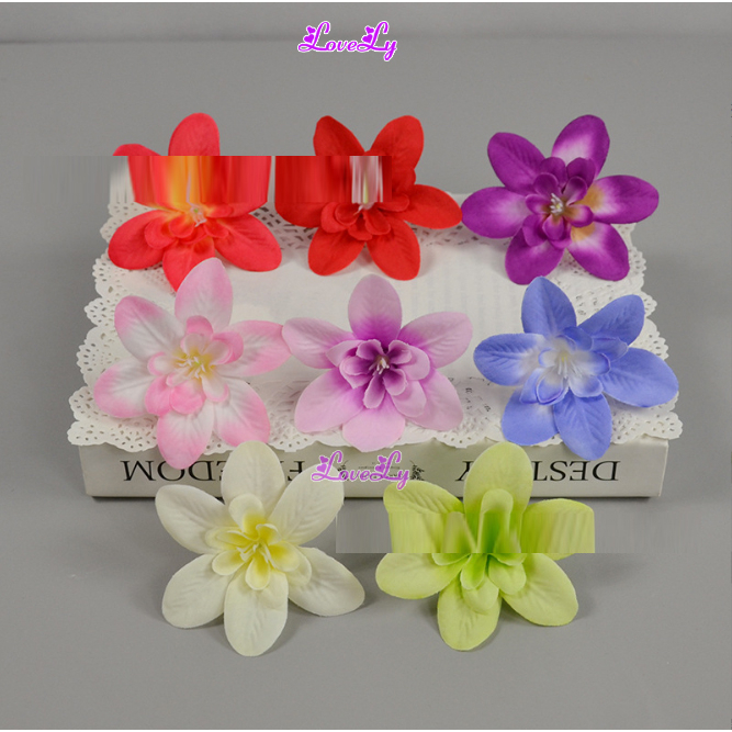 假花 - 組合 10 個彩色假蘭花頭家居裝飾