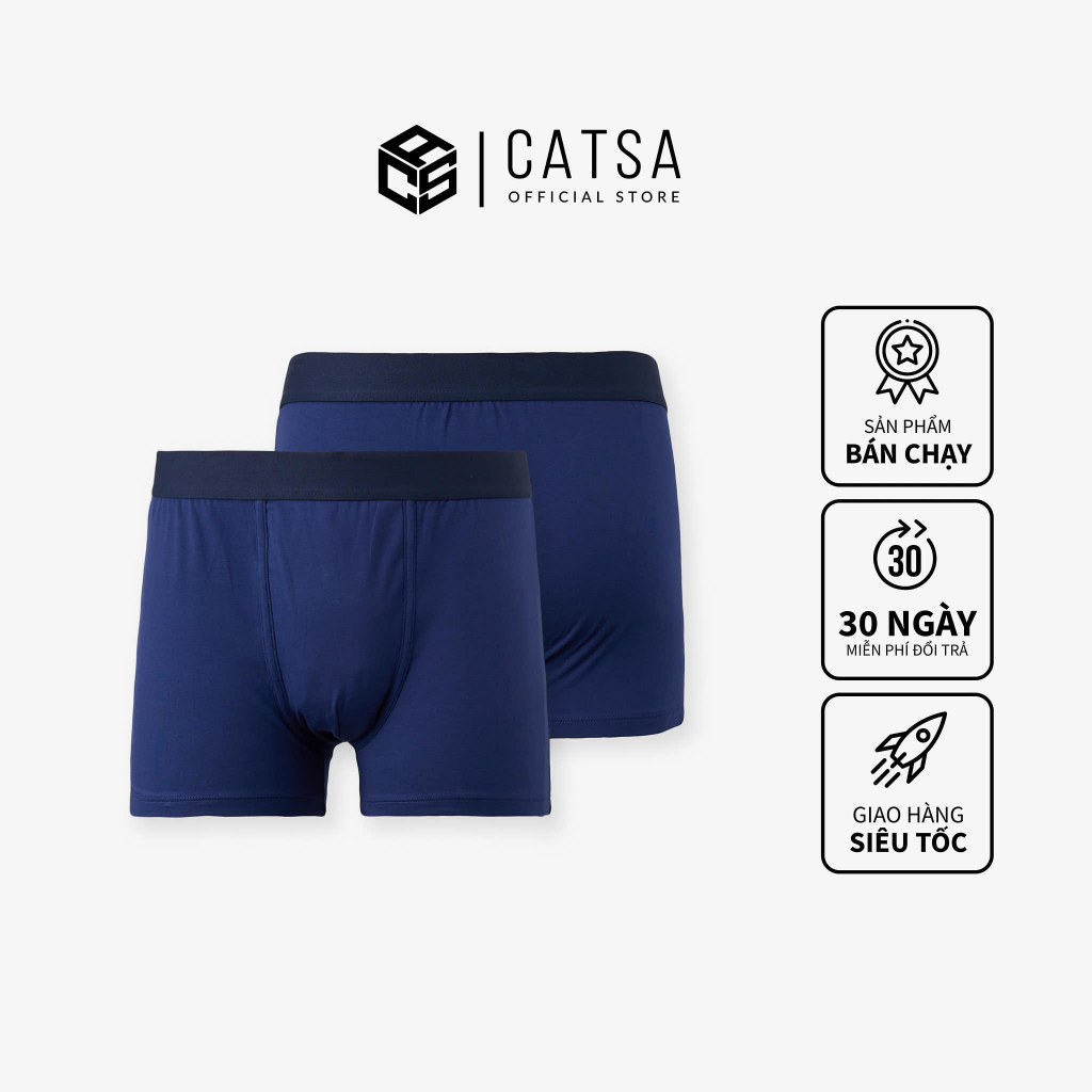 Catsa 男式黑藍平角褲配酷炫除臭藍腰帶 QBX028