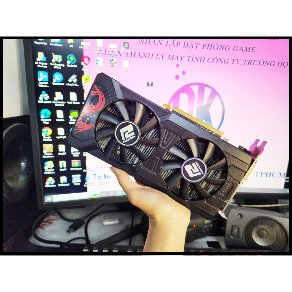 Vga 卡 Powercolor AMD RX570 8G 顯卡 1 DVI 端口帶 DVI 到 HDMI 轉換器線 (