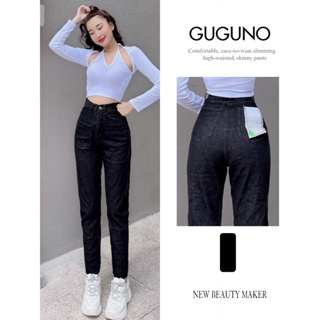 韓版高腰寬鬆女式牛仔褲 Guno(女式牛仔褲、女式牛仔褲、女式 rin 褲子、女式牛仔褲)