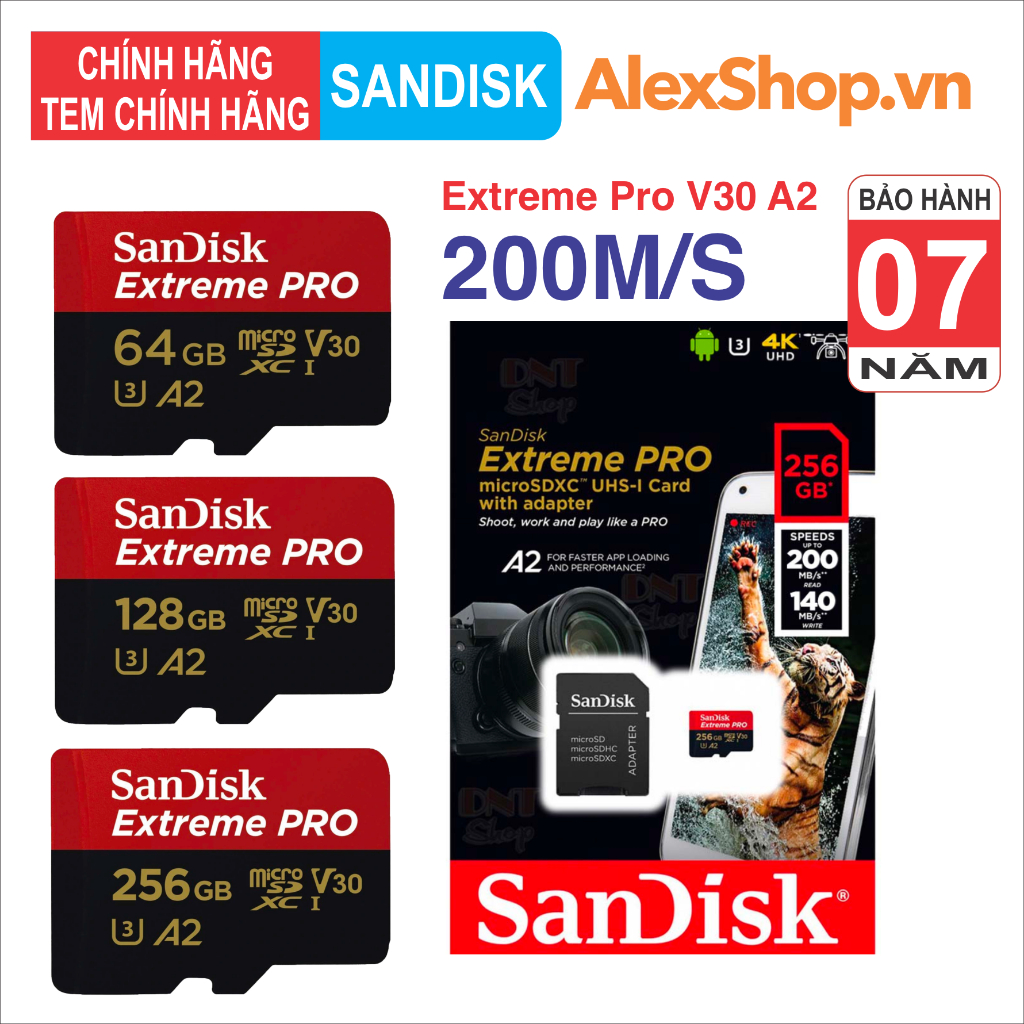 Sandisk Extreme Pro V30 A2 64G / 128G / 256G 200MB /s 正品存儲卡