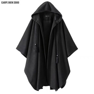 Noir Mage Coat - 黑色斗篷黑衣女巫披風,死亡角色扮演街頭服飾