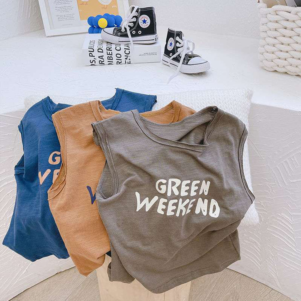 Green WEEK 背心,嬰兒腋下襯衫超酷純棉 7-27 公斤 - LEON KIDS