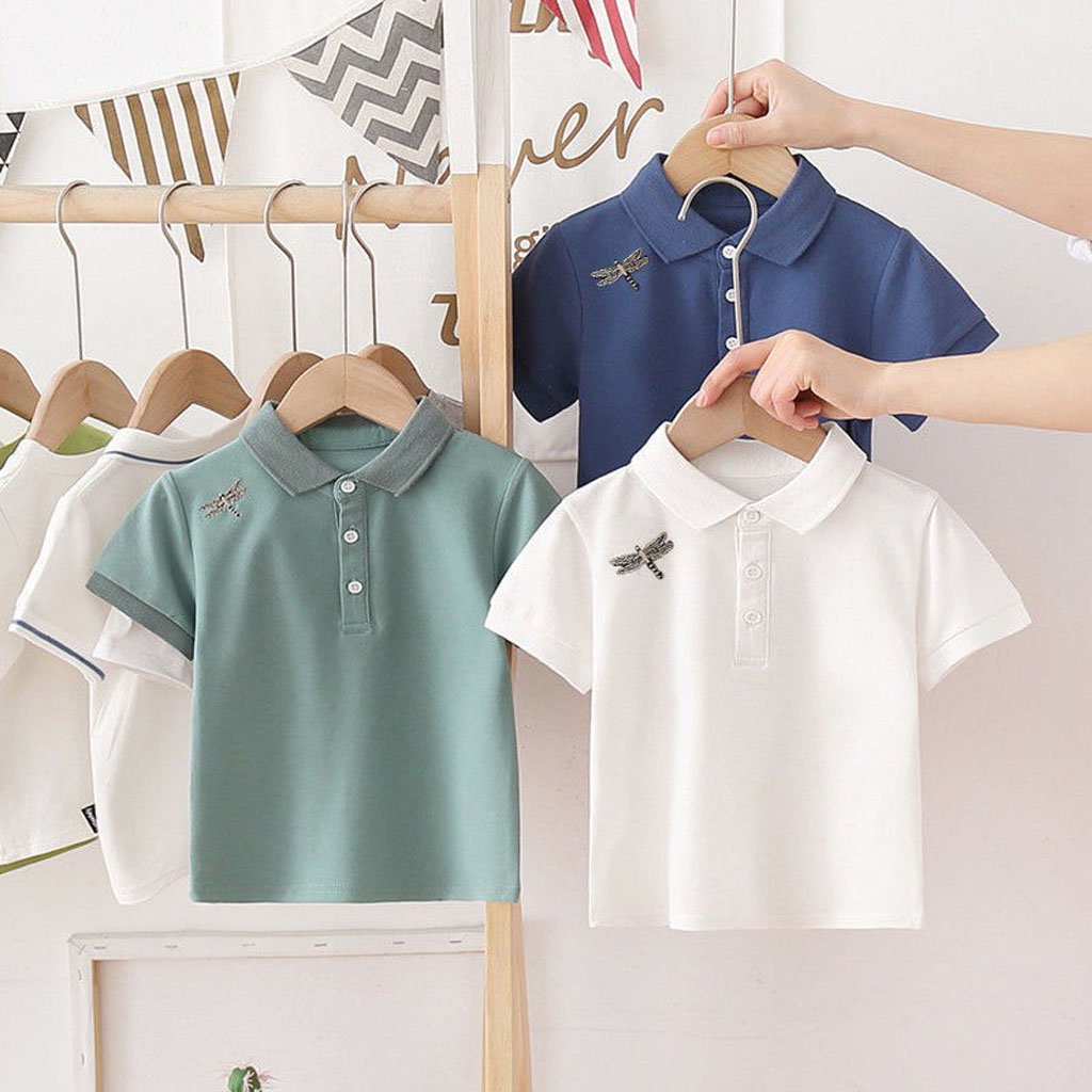 Leon KIDS Polo 衫,優質棉質蜻蜓刺繡無袖襯衫,適合 10-25 公斤的嬰兒