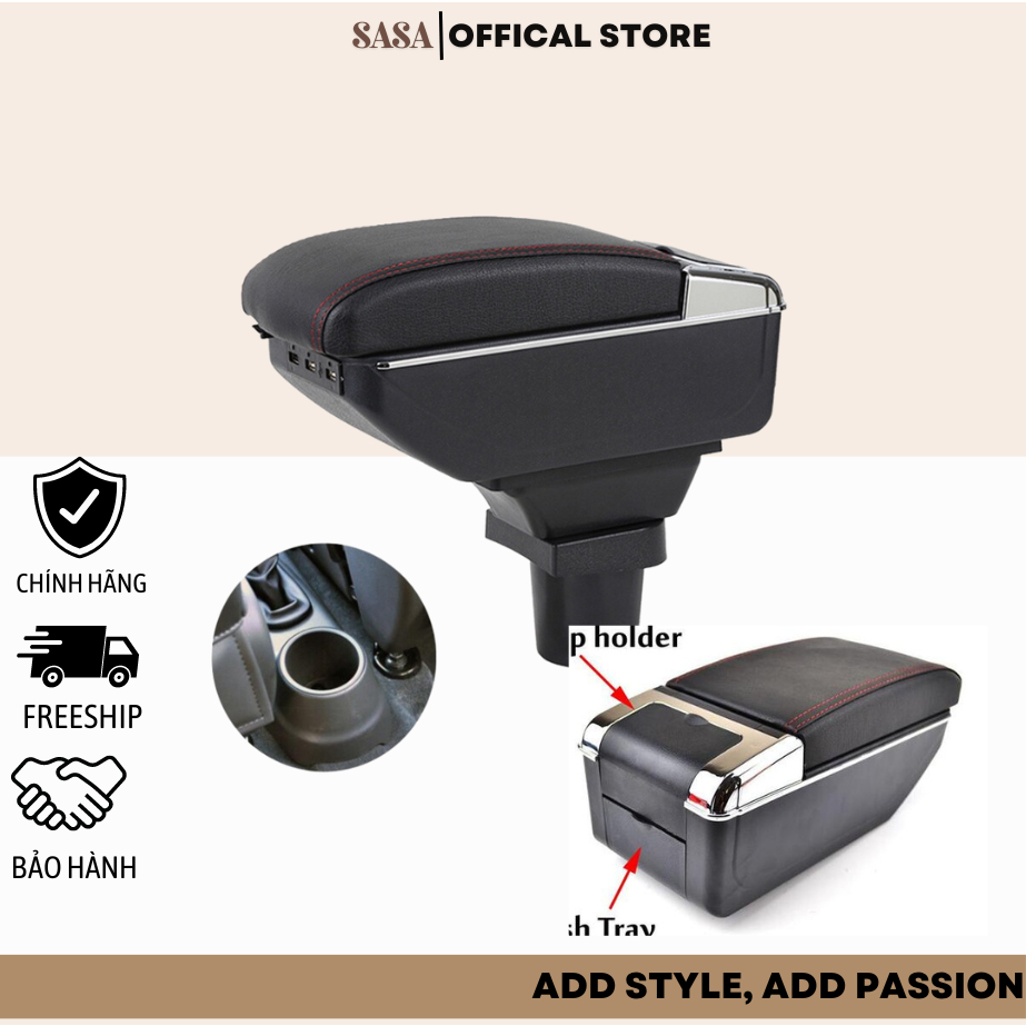 高端現代 I10 汽車扶手帶 USB 充電端口 - sasa.boutique