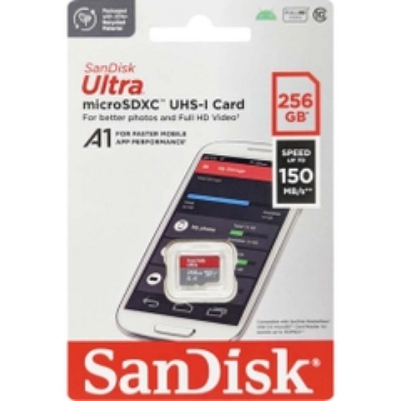 Sandisk Ultra A1 256GB 150MB / S MicroSDXC 存儲卡用於相機、錄音設備、各種 w