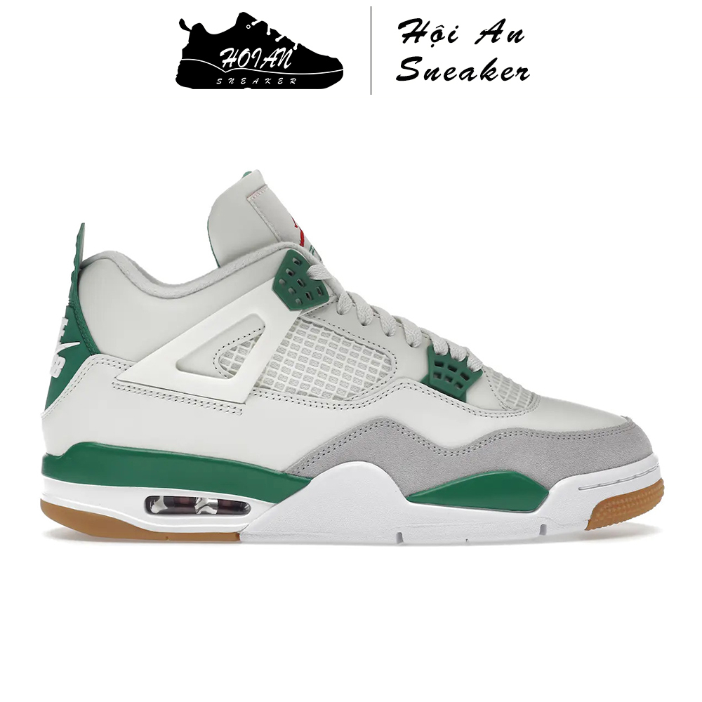 Jordan 4 SB 松綠色男女運動鞋 - JD4 亮面運動鞋白色綠色棕色
