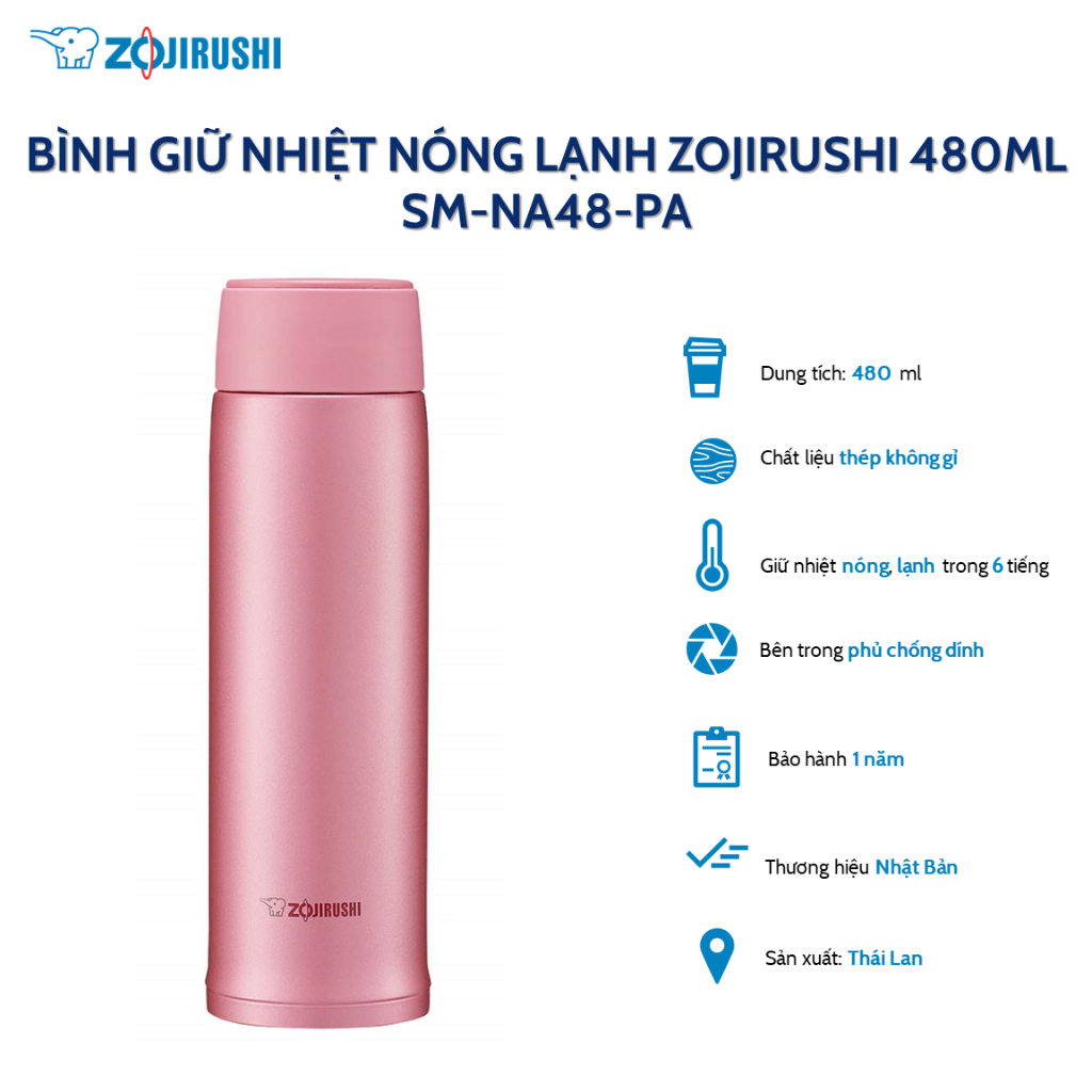 Zojirushi SM-NA48-PA 0.48L 保溫瓶(粉色),正品