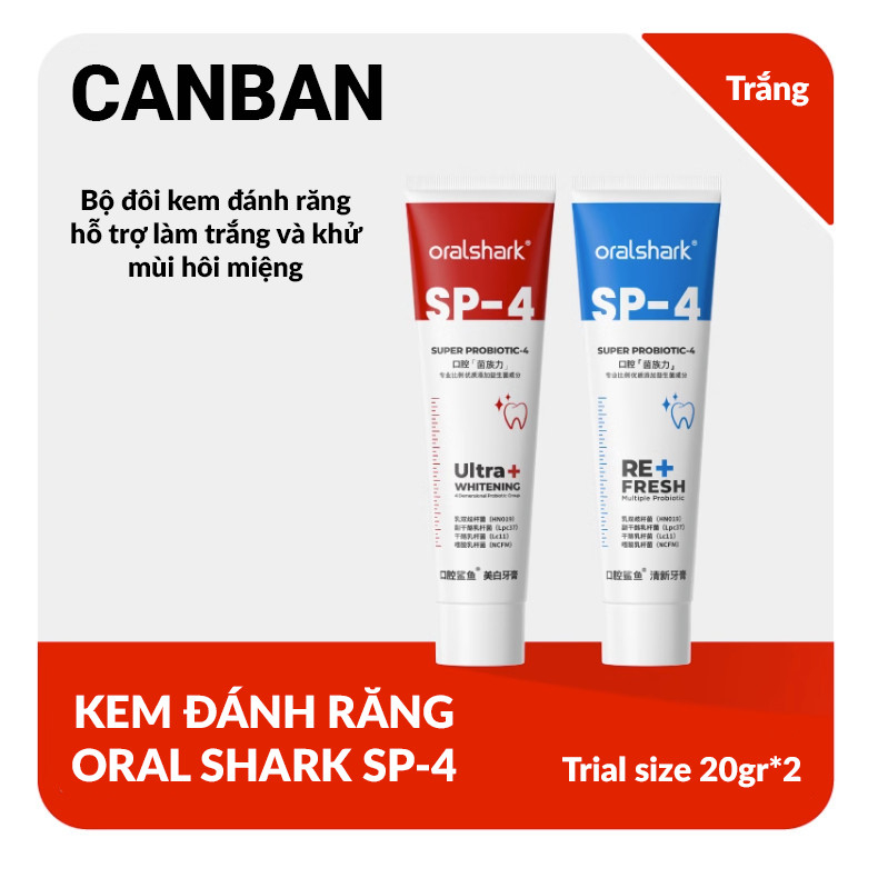 Canban Oral Shark 試用牙膏迷你尺寸迷你尺寸方便旅行和體驗 20gr