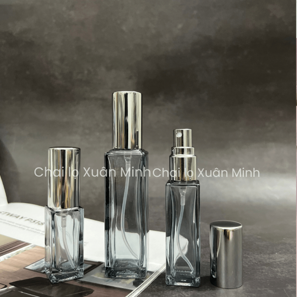 [HCM] 深灰色機身玻璃香水瓶蓋容量 5ml、9ml、20ml 豪華噴霧。