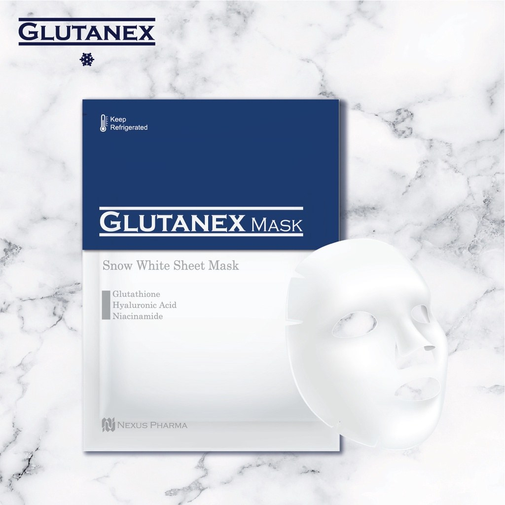Glutanex韓國清新美白面膜glutanex精華速度有助於美白肌膚,保濕氨綸面膜(1盒5片)