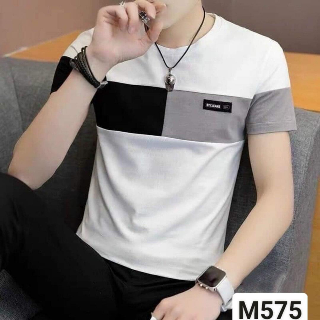 男士彩色腐爛設計圓領 T 恤創造動感風格 M575
