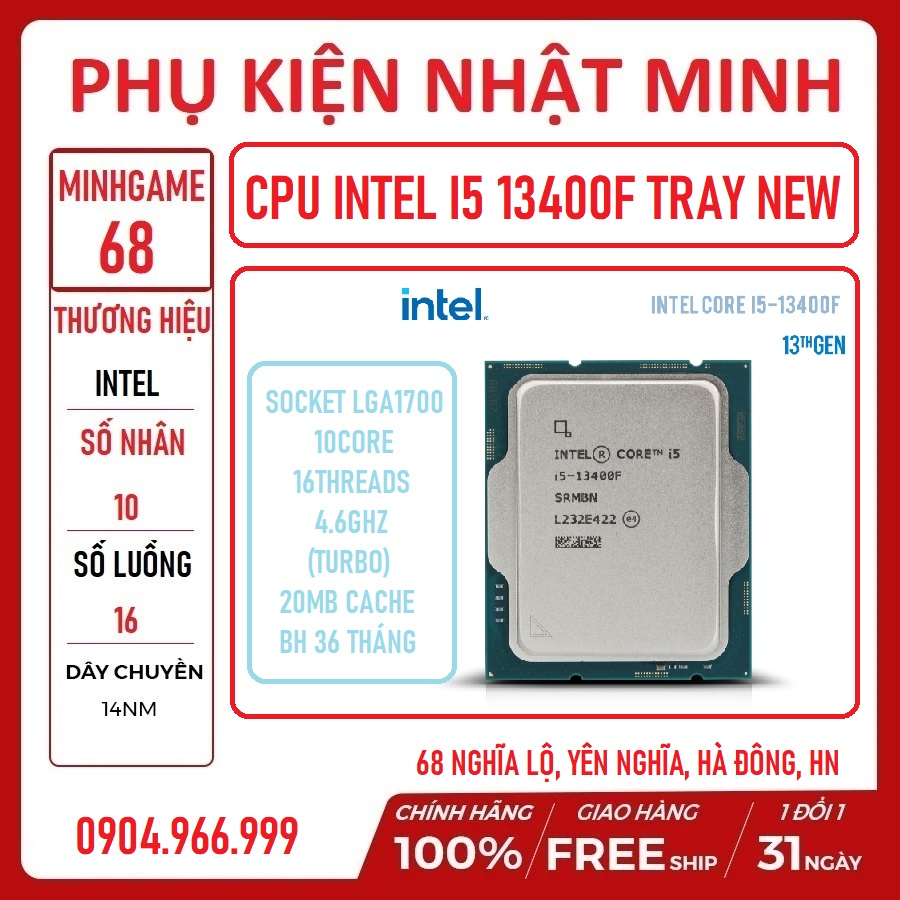 Intel Core i5-13400F 托盤全新 CPU 處理器無風扇(高達 4.60GHz,10 核 16 線程,2