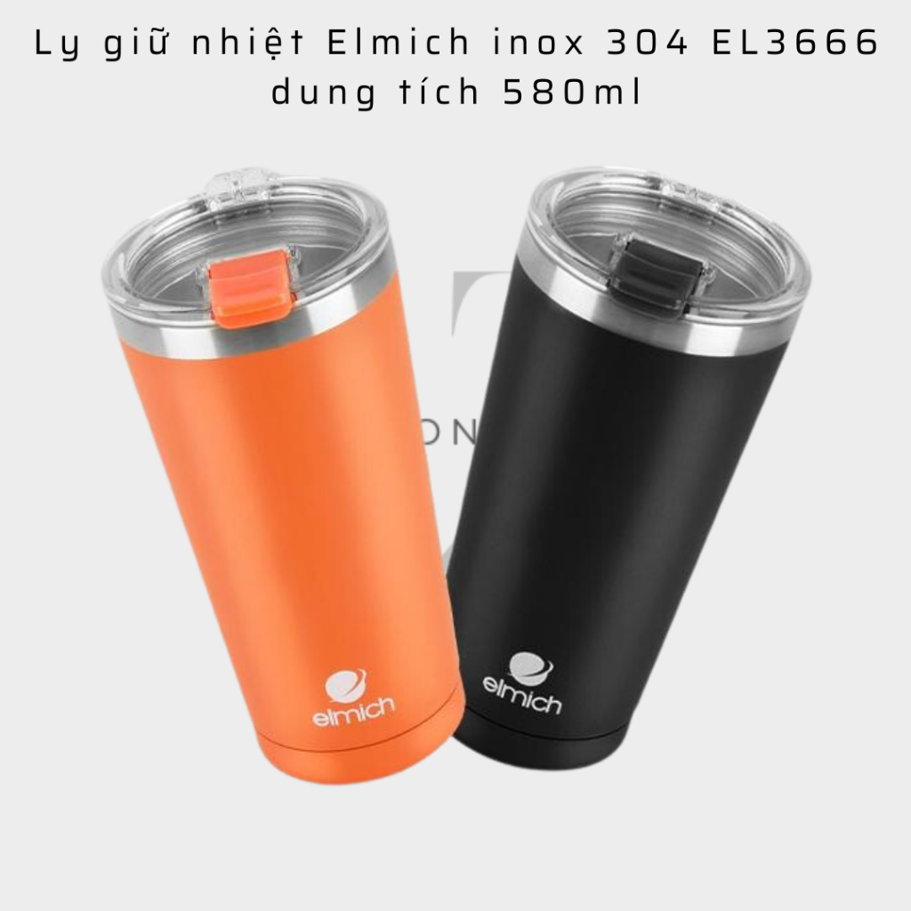 【正品】Elmich El-3666 580ml 保溫杯 3層設計 304不銹鋼心美黑橙外貼
