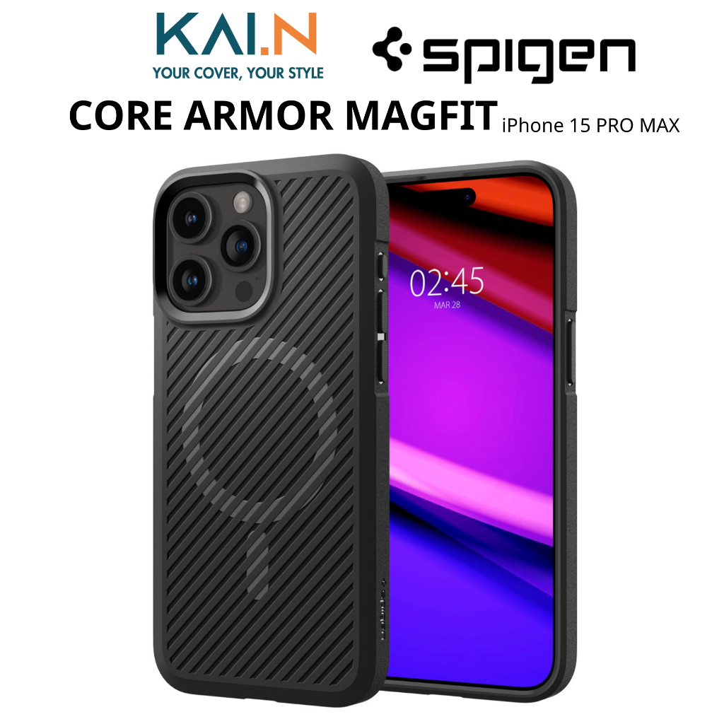 Spigen 手機殼支持 MAGFIT 磁力充電,適用於 iPhone 15 Pro Max、SPIGEN CORE A