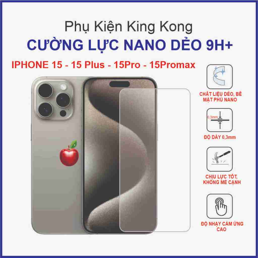 強度貼紙 Iphone 15 / 15pro / 15plus / 15promax nano 靈活 9H +(免費 C