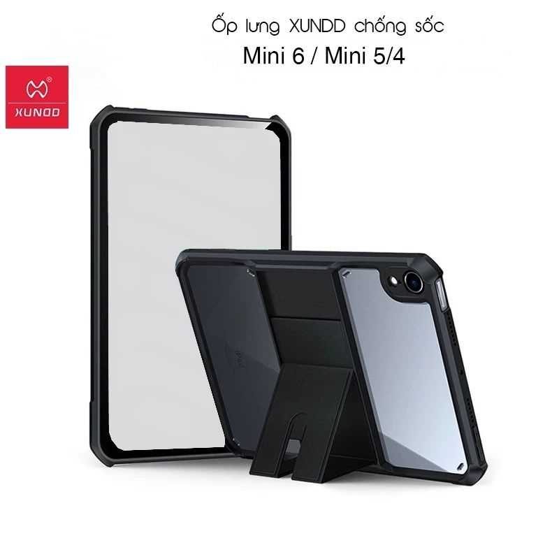Xundd iPad Mini 6 / Mini 5 /4(甲殼蟲支架系列)防震殼,透明背面,TPU邊框