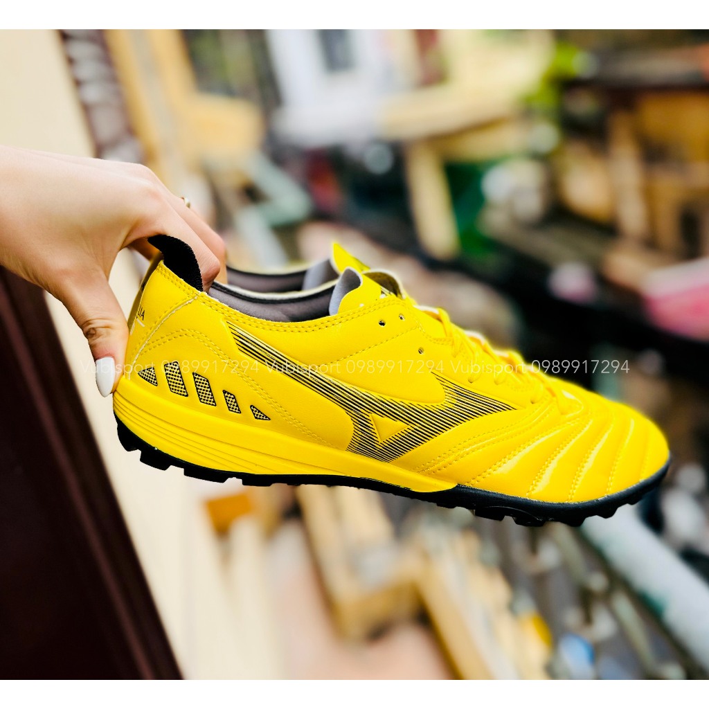 Mizuno neo 3 pro 黃色軟底人造草坪足球鞋寬型免費膠帶拉絲袋
