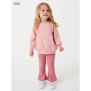 Code 22082 Little Maven 長袖運動衫搭配粉色喇叭運動衫時尚女孩