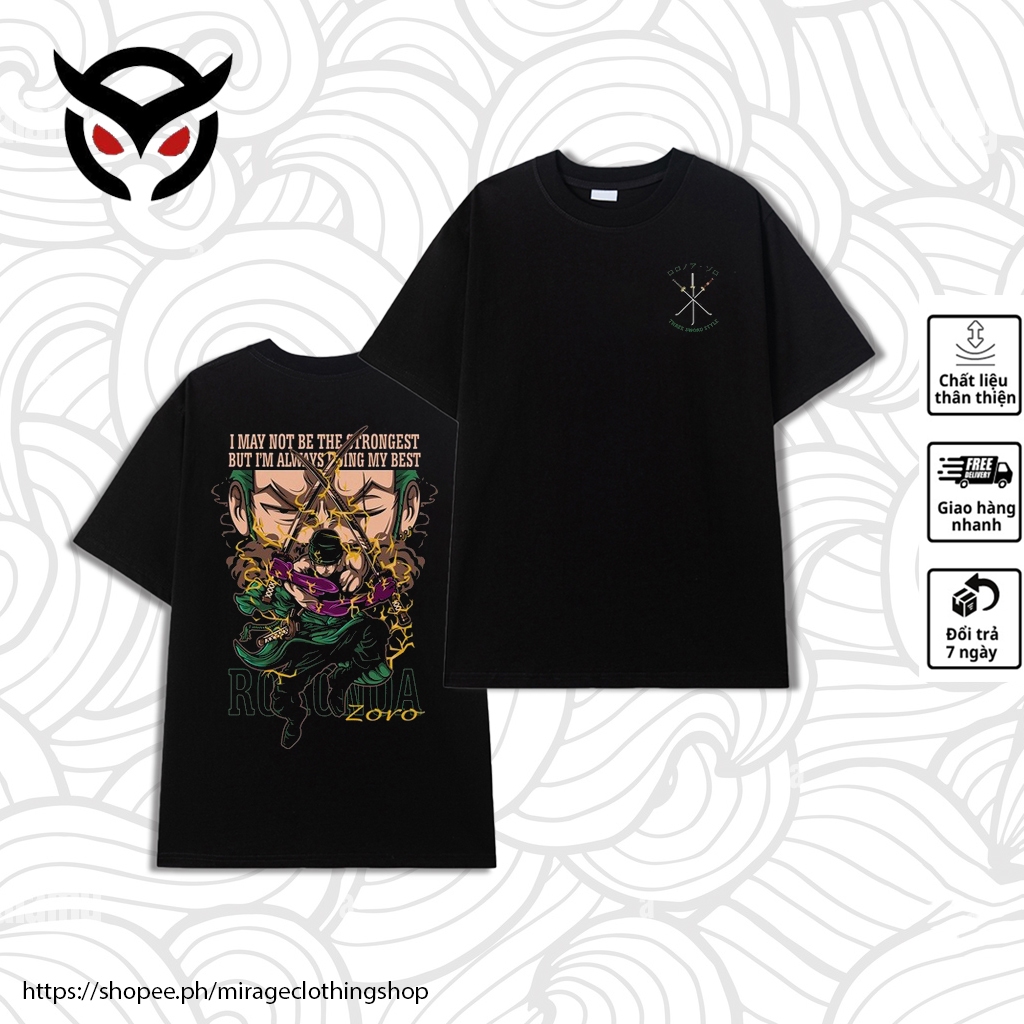 [Mirage Clothing Shop] 印有 Roronoa Zoro 的一件式 T 恤(男/女)。 超大號