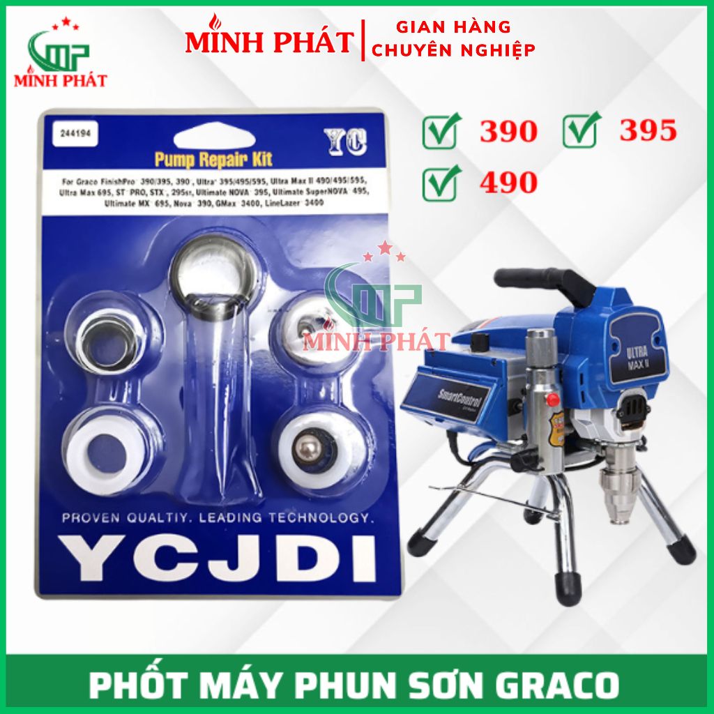 Graco 噴漆機更換密封件 390 /395 /490 /495 Minh Phat