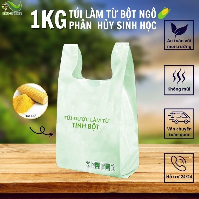 由完全可生物降解玉米澱粉製成的套裝袋 - 無 100% 塑料 - 環保