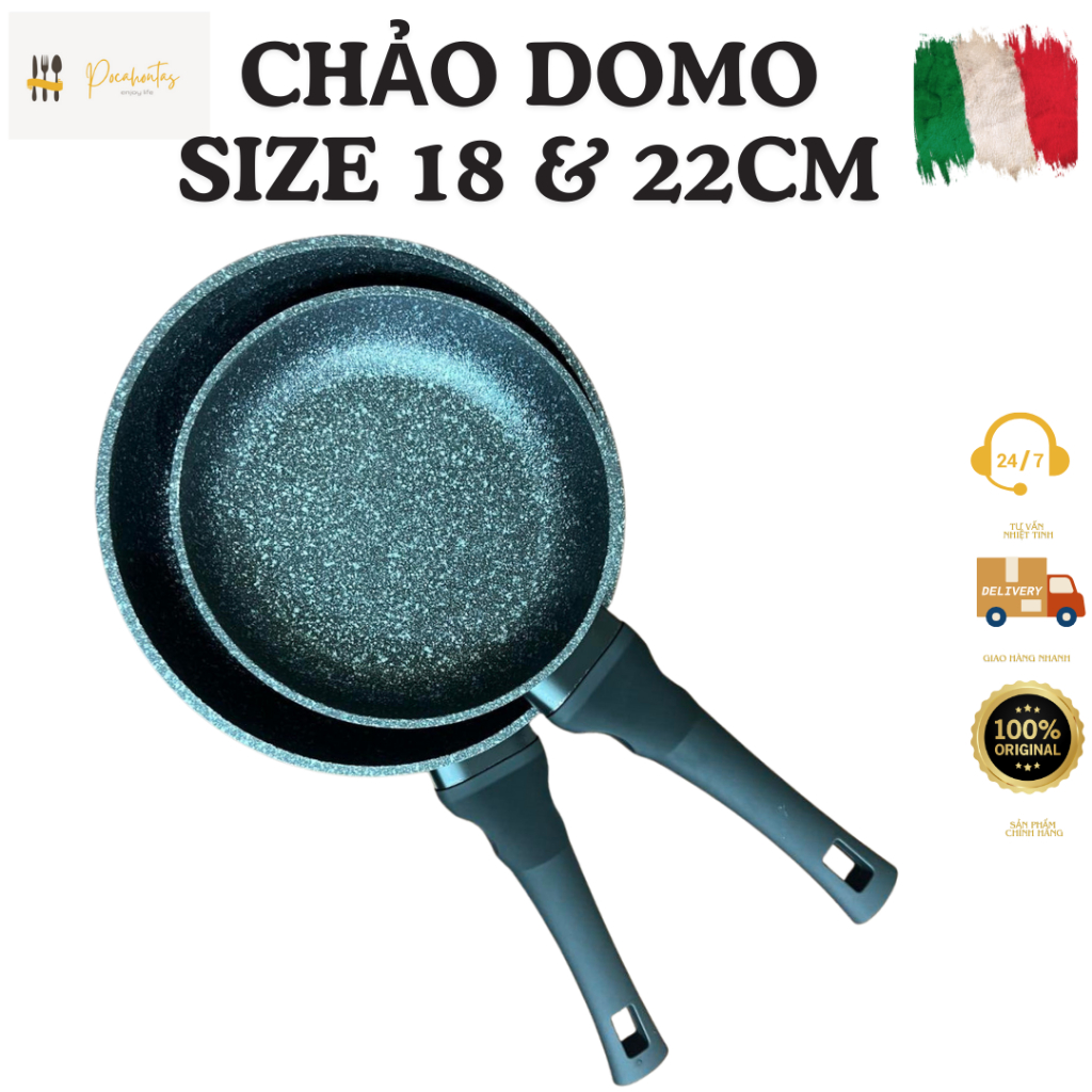 煎鍋、煎鍋、烹飪意大利 DOMO 塊狀 - 尺寸 18 厘米和 22 厘米