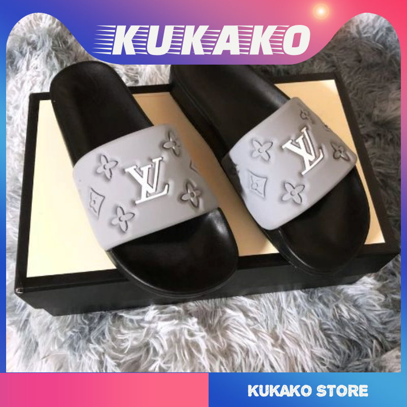 38-43 年 LV 黑色美麗肩帶男士拖鞋 - KUKAKO STORE