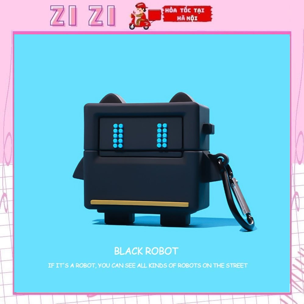 Case AIRPOD 2 / 1 / Pro / 3 黑色機器人無線耳機盒-ZiZi
