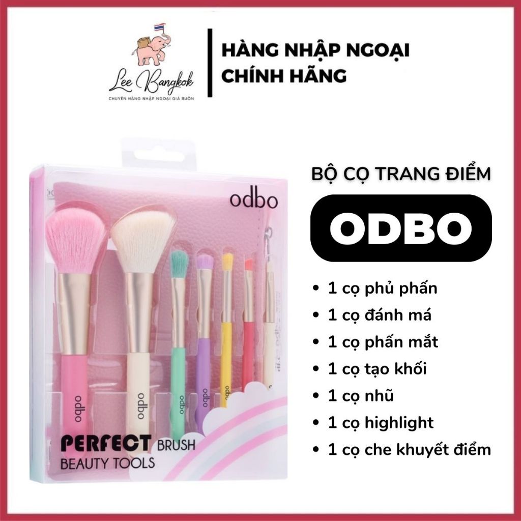 【泰國國產-帶包】Odbo Perfect Brush Tools Od8193 7 樹刷套裝彩妝腮紅、散粉、眼部、唇部