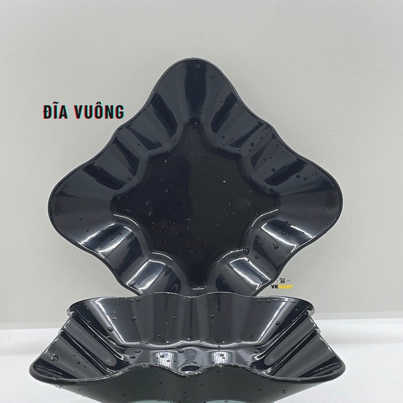花方形塑料盤(黑、棕、藍、白)越南-日式1251、1252含向日葵、炒春捲