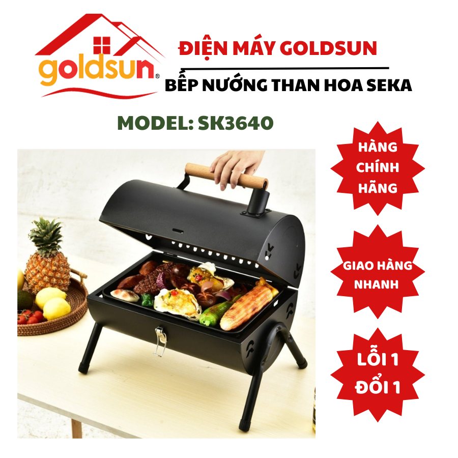Goldsun Seka 戶外木炭烤架,不銹鋼,帶不銹鋼烤架,木炭盤,肉烤架