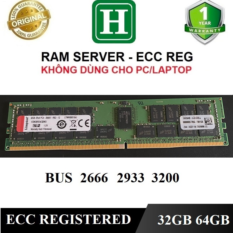 Ecc REG DDR4 32GB 服務器內存,64GB 總線 2400、2666、2933,... 拉姆鋅移除服務器,