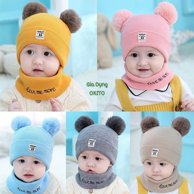 帶圍巾的嬰兒羊毛帽子 6 個月 -2 歲
