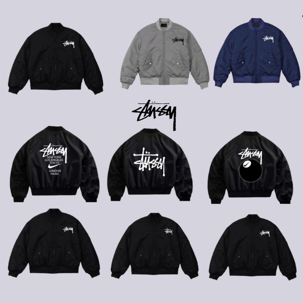 Bomber Stussy nike Bi A Stussy 3層純棉吊頂飛行員中性外套男女超暖葉_store